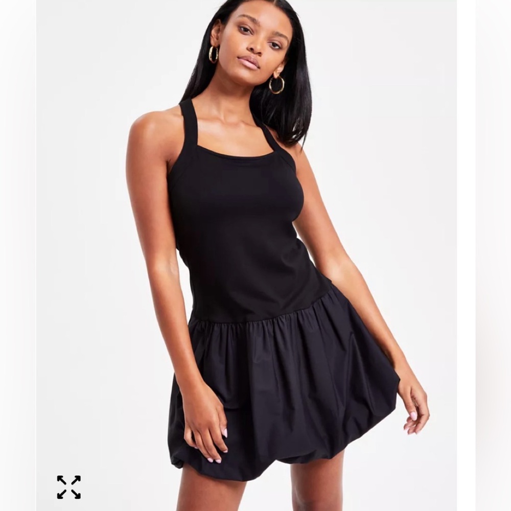 Bar III Tie Neck Bubble Hem Dress